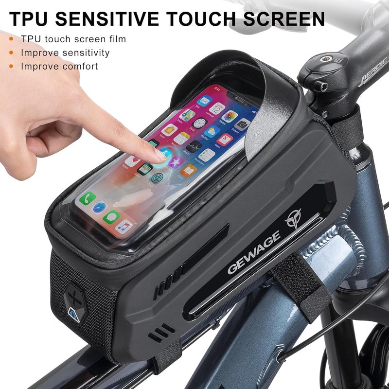 GEWAGE Bicycle Phone Mount Bag & Bicycle Tire Pump, Bike Multitool with Tyre Lever - Bike Tool Kits for Repair and Maintenance at Home or On The Road - Image 2